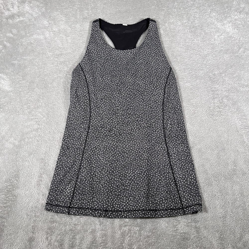 Lululemon Hit It Tank Womens 4 Frozen Fizz White Black Running Lightweight